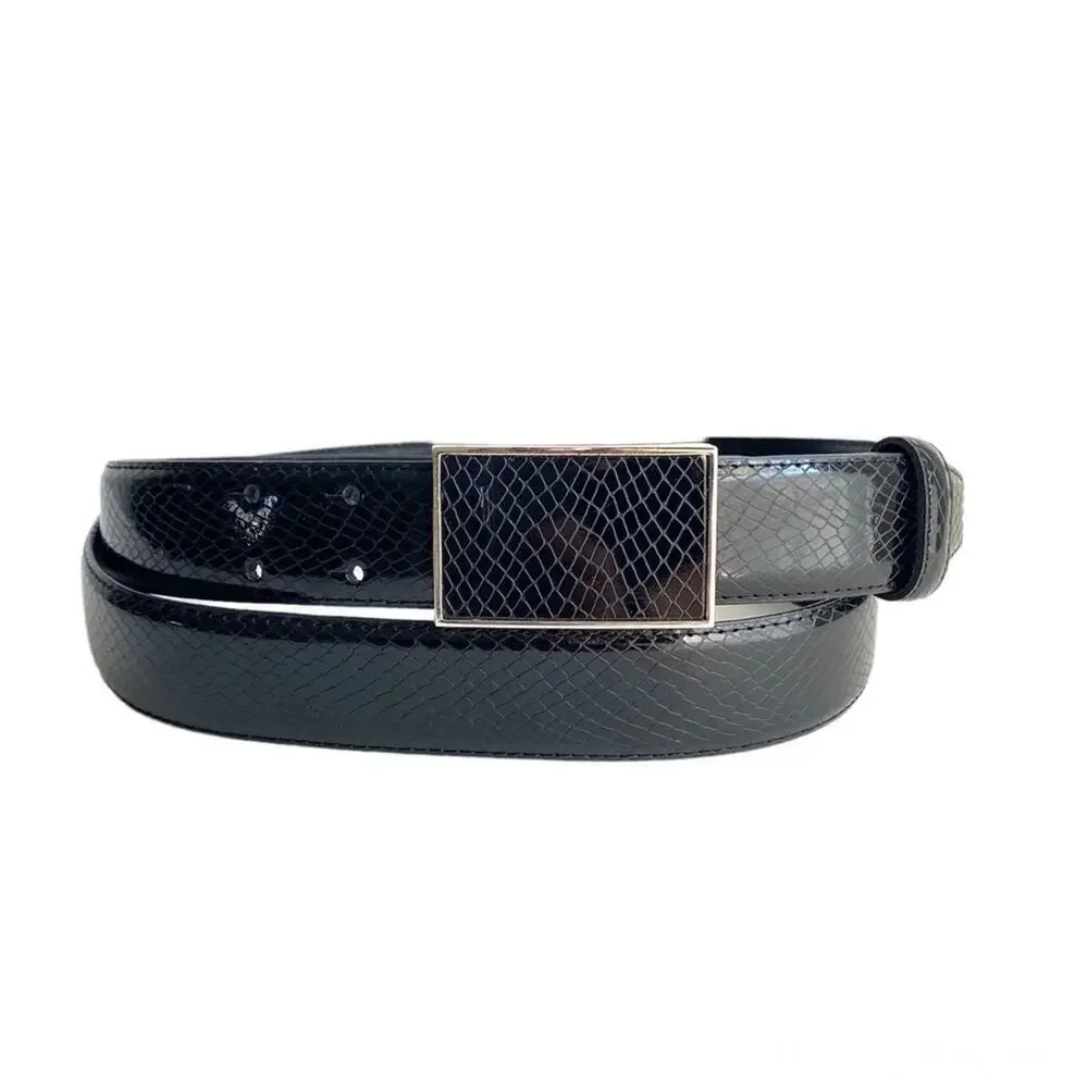 Vintage Black‎ Leather Snakeskin Reptile Print Dress Belt Big And Tall Men 52